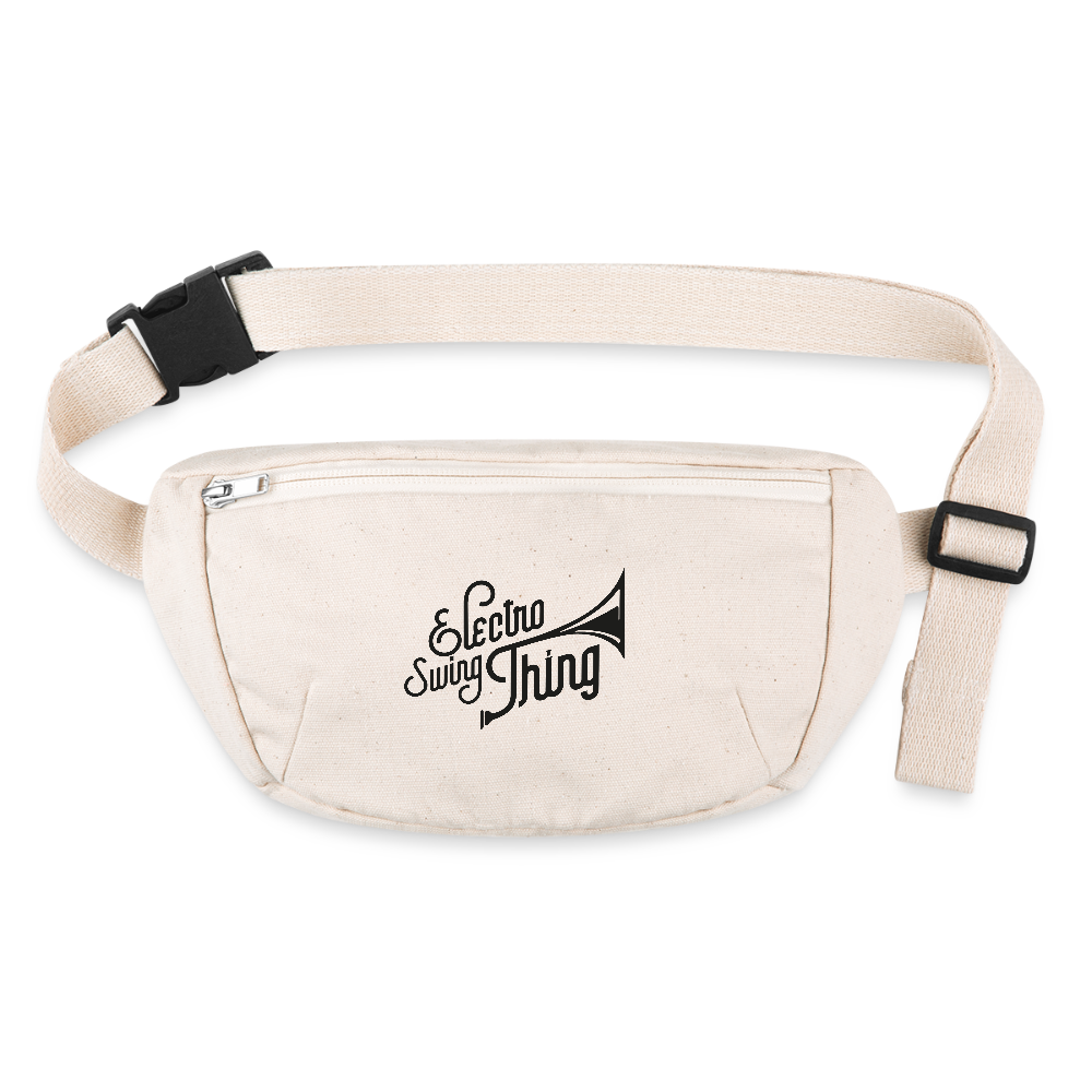 Electro Swing Thing – Recycled Gürteltasche (Heather Gray/Nature, Schwarzer Print) - natural