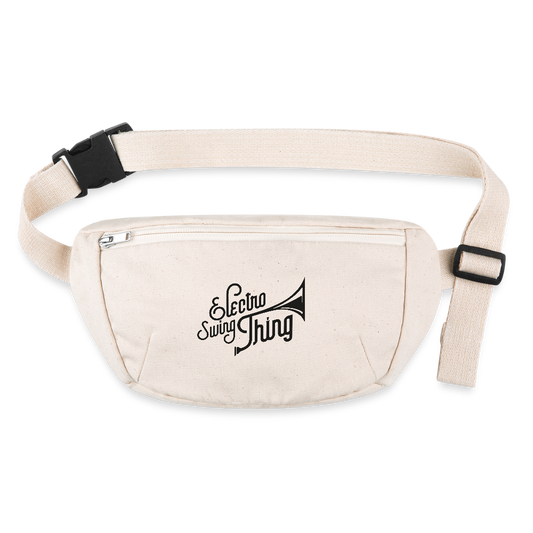 Electro Swing Thing – Recycled Gürteltasche (Heather Gray/Nature, Schwarzer Print) - natural